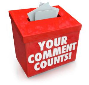 Red Suggestion Box that has the label "Your Comment Counts!"