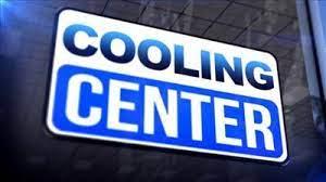 A picture of text saying "Cooling Center" in the color blue