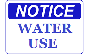 Blue Notice with the text: "Notice: Water Use"